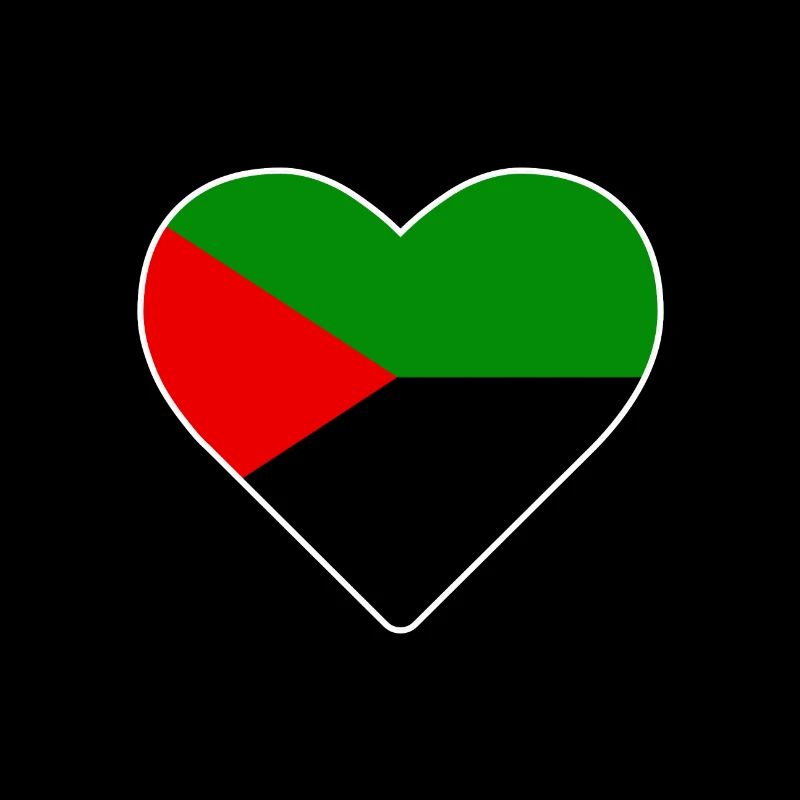 Coeur rouge vert noir couleur drapeau Martinique