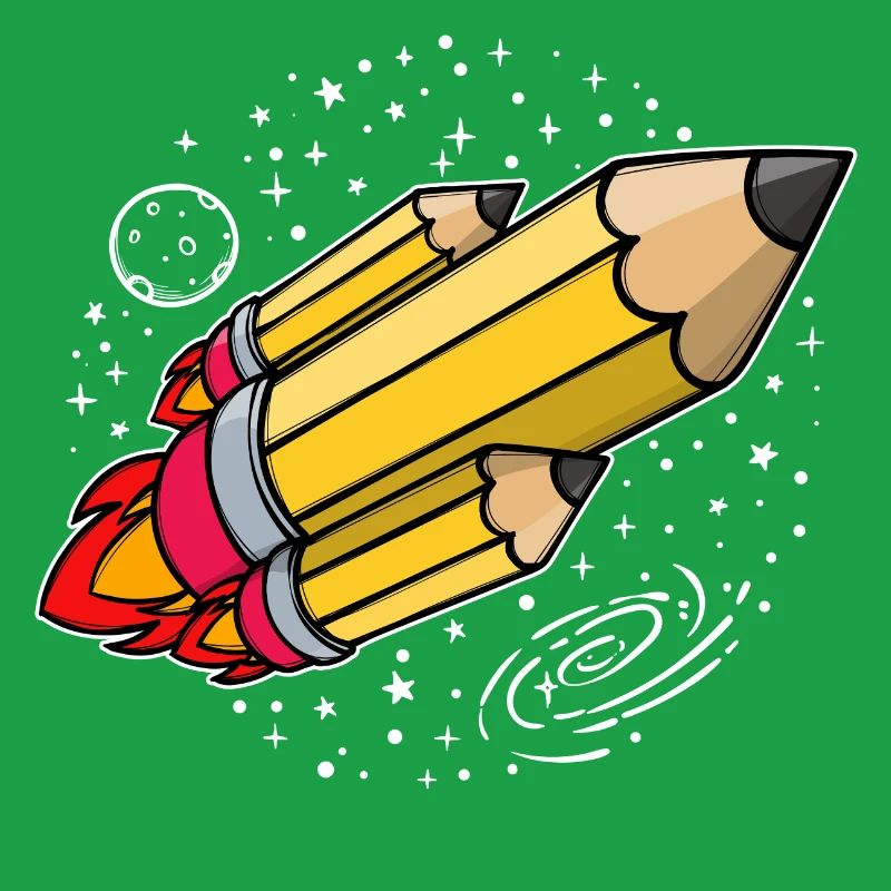 École début d’école crayon fusée lancement de l’école