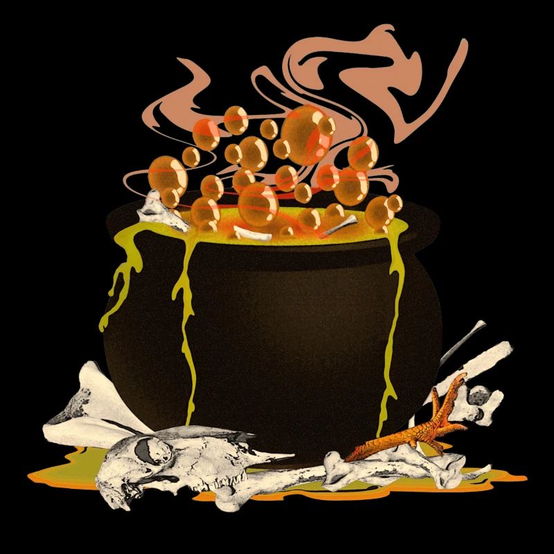 magic cauldron, creepy prints, witch design