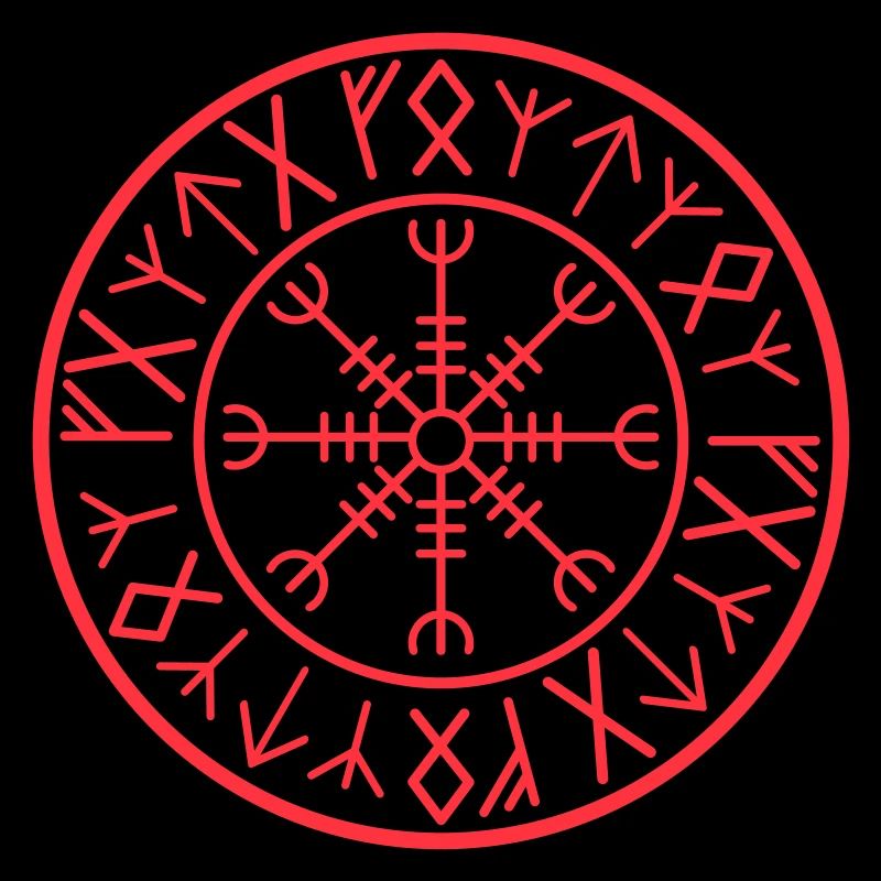 Red Vegvisir Rune Circle