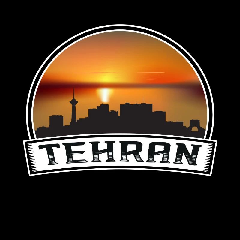 Tehran Iran Skyline Vintage Sunset Travel Souvenir