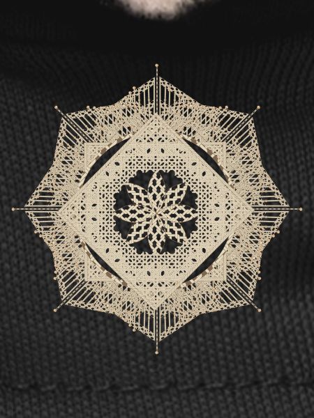 geometric macramé style flower pendant