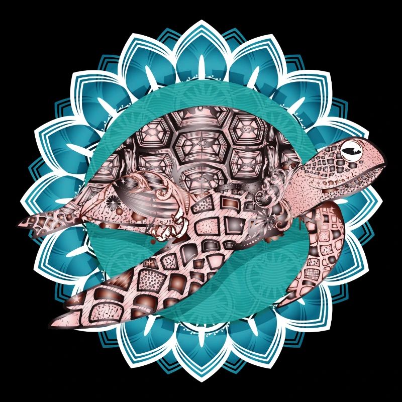 fascinating mandala with sea turtle