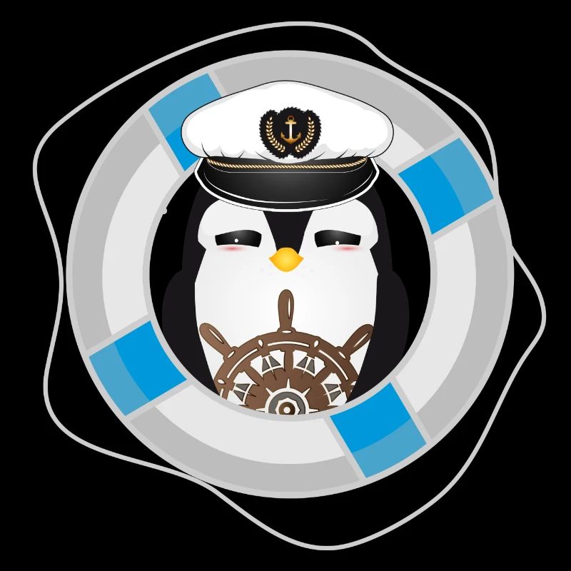 cute penguin as captain in navy look