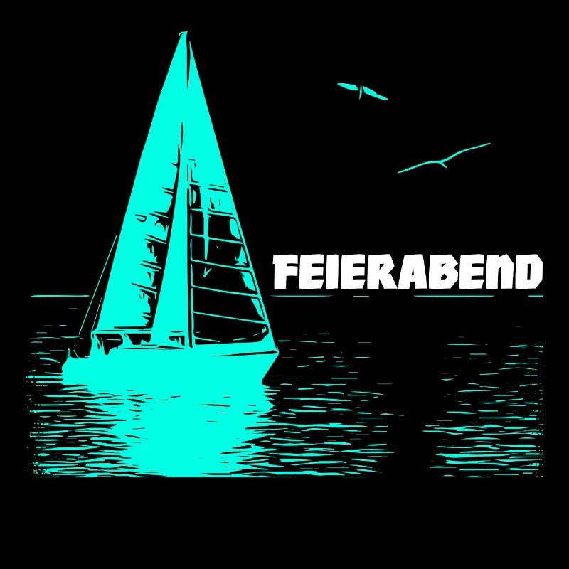 Feierabend Segelboot und 2 Möwen