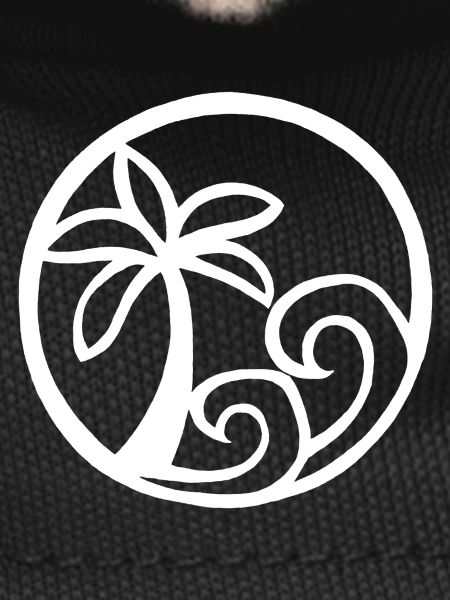 Waves and white palm tree