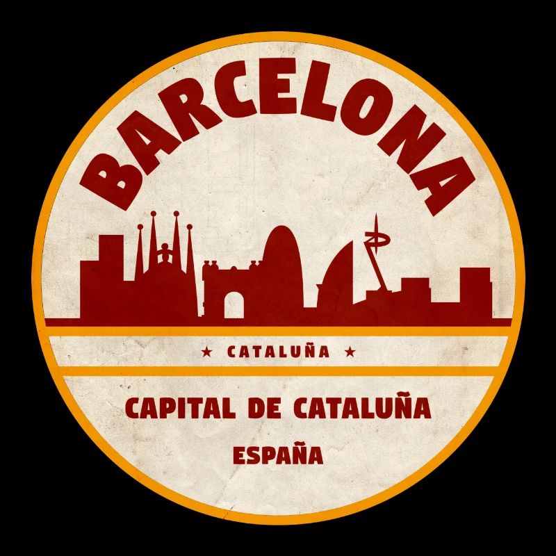 Emblème vintage de la Skyline de Barcelone