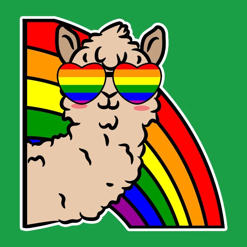 Rainbow Lgbt Cool Lama Equality Heart