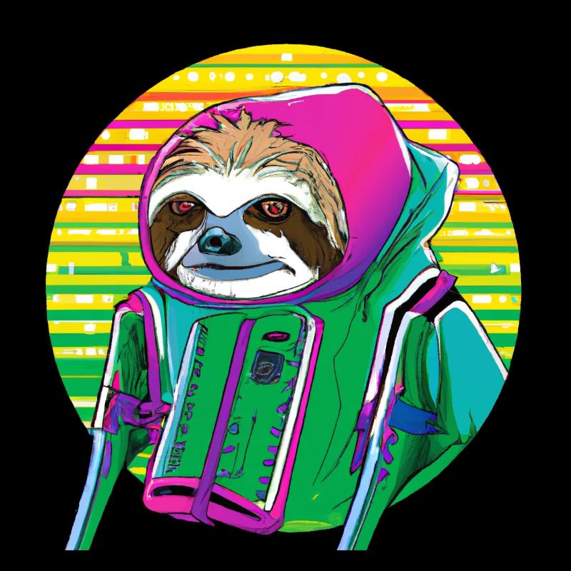 Cyber Punk Sloth - Ukiyo-e Stil.