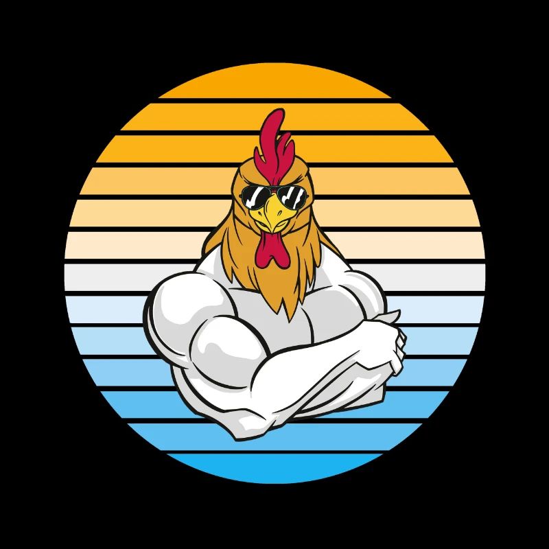 Poulet avec des lunettes de soleil cool