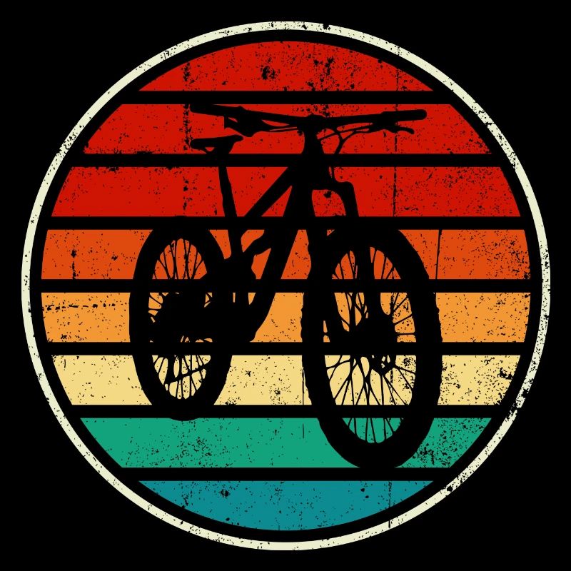 Coucher de soleil à vélo arc-en-ciel rétro