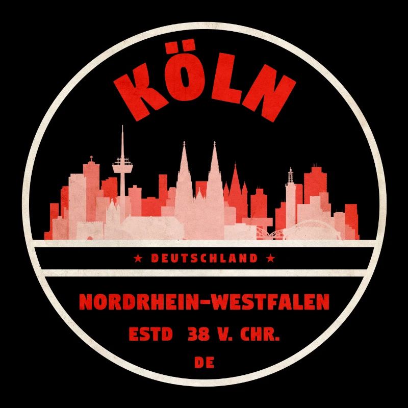 Cologne Skyline Retro Stamp