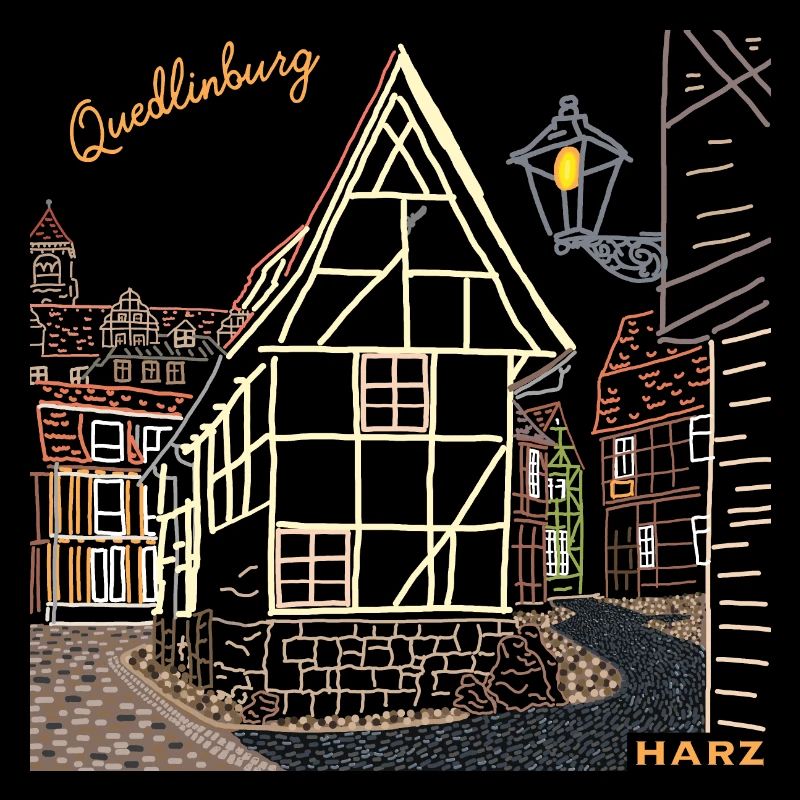 Quedlinburg line drawing, Harz, Germany