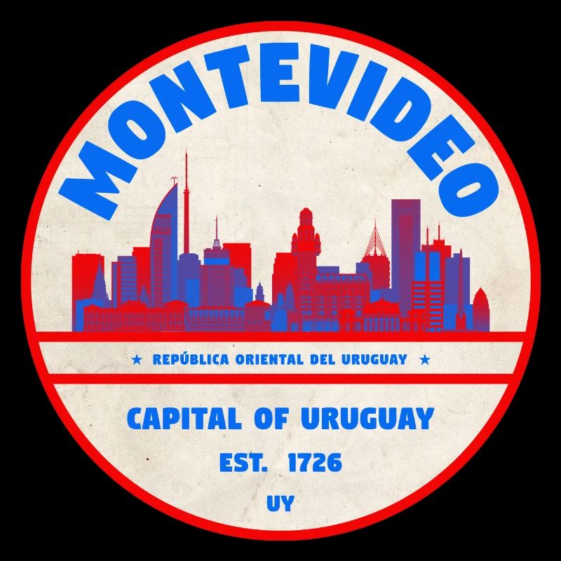 Montevideo Uruguay Skyline Emblem Design