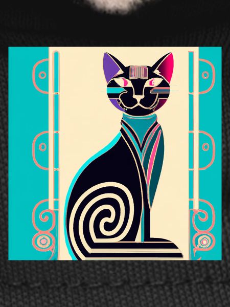 Neon Spiral Cat Art Deco