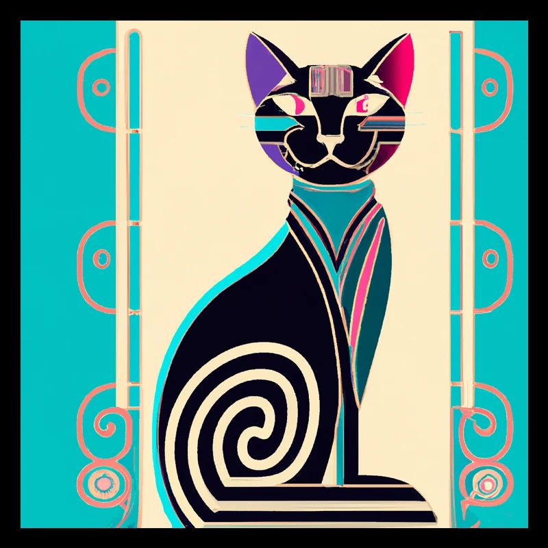 Néon Spirale Chat Art déco