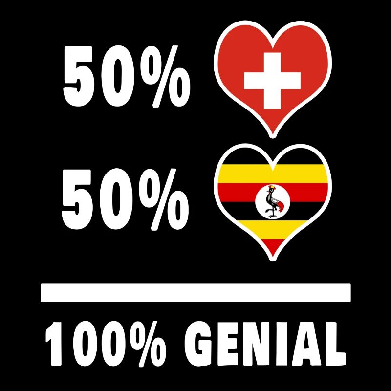 Uganda und Schweiz 100% Genial Flagge
