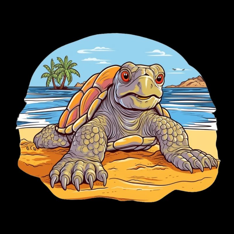 Turtle on the Beach Illustration