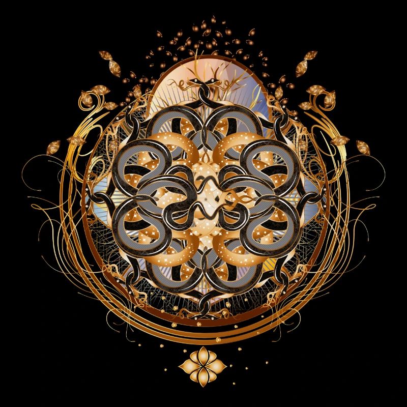 Amuleto magico con il simbolo del serpente dorato