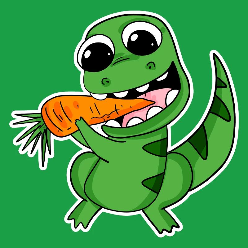 Dino eats carrot