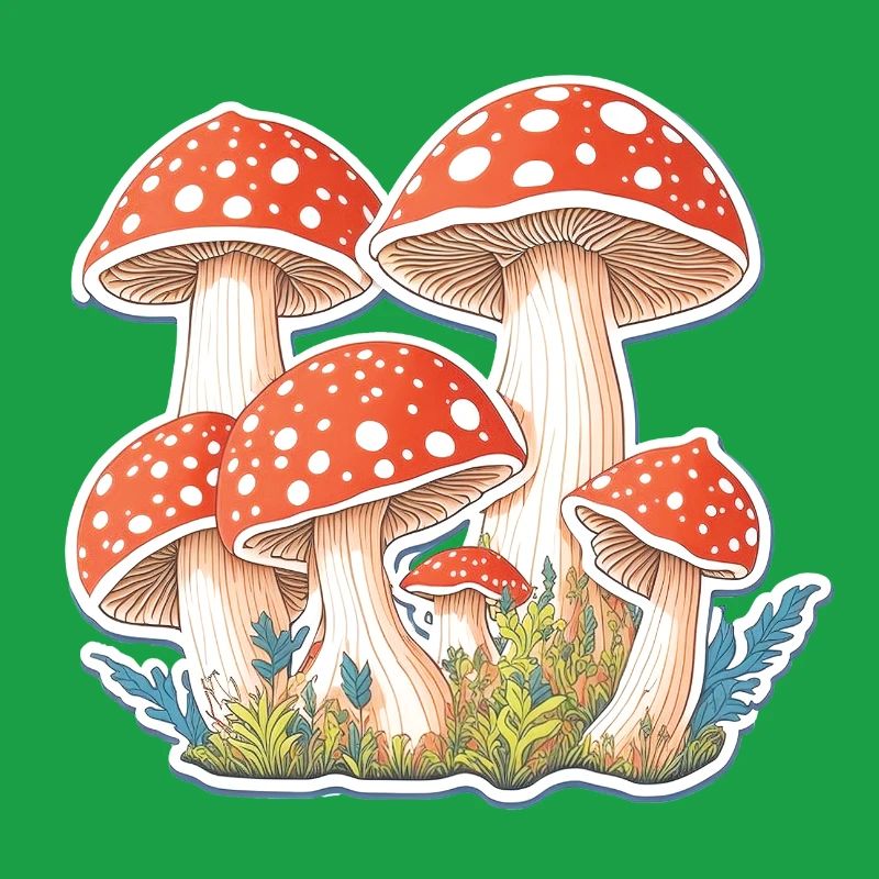 Tabourets crapauds, champignons