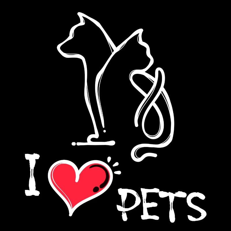 Cat I Love Pets Dog Statement Animals
