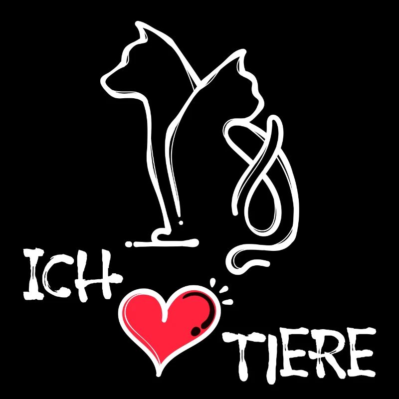 Katze Hund Statement Ich Liebe Haustiere Herz