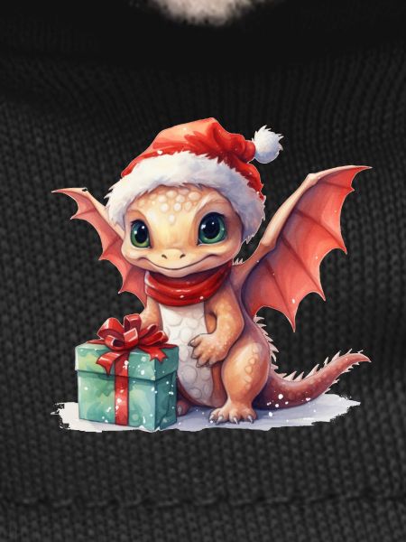 Christmas dragon with gift