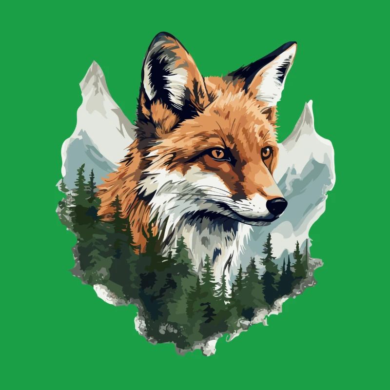 Fox, Forest, Mountains, Foxes, Nature, Trees, Animals