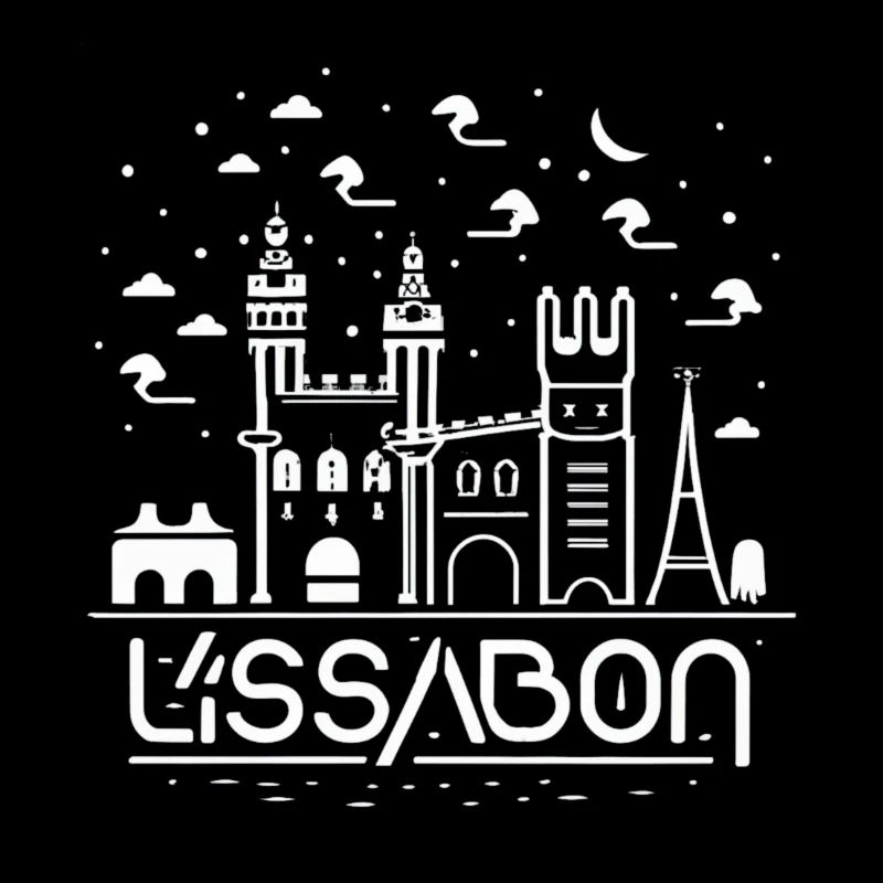 Lissabon Skyline Linie Kunst