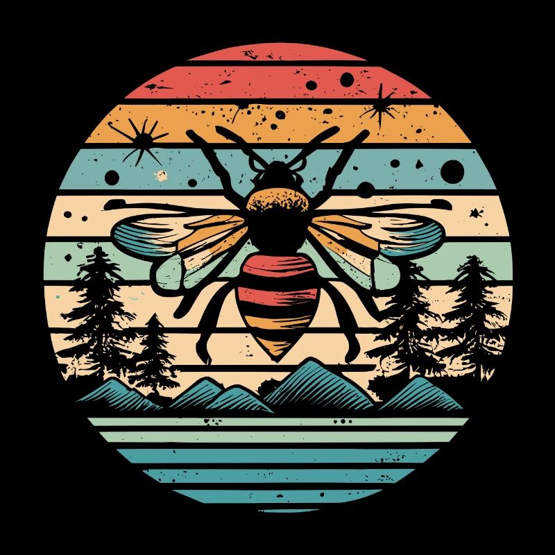 Abeille rétro coucher de soleil
