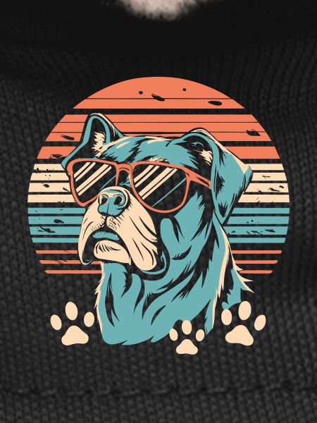 Retro Sunset Dog with Sunglasses