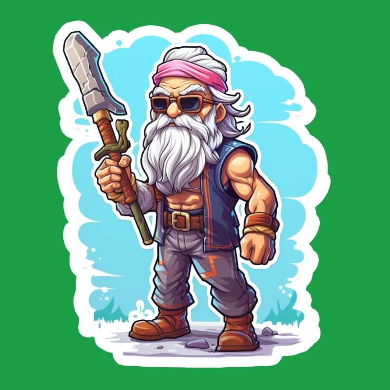 Pixel Rocker Mit Langem Bart Gaming Shirt