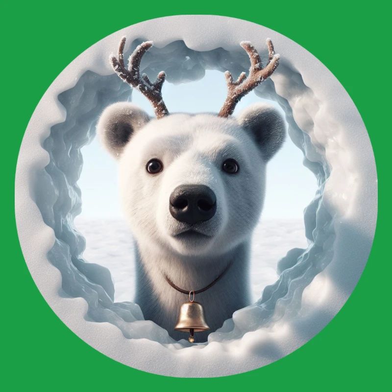 Reindeer head looking through ice