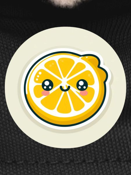 Yellow lemon slice with face