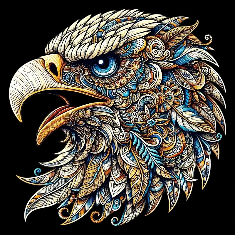 Aigle décoré de Mandalas
