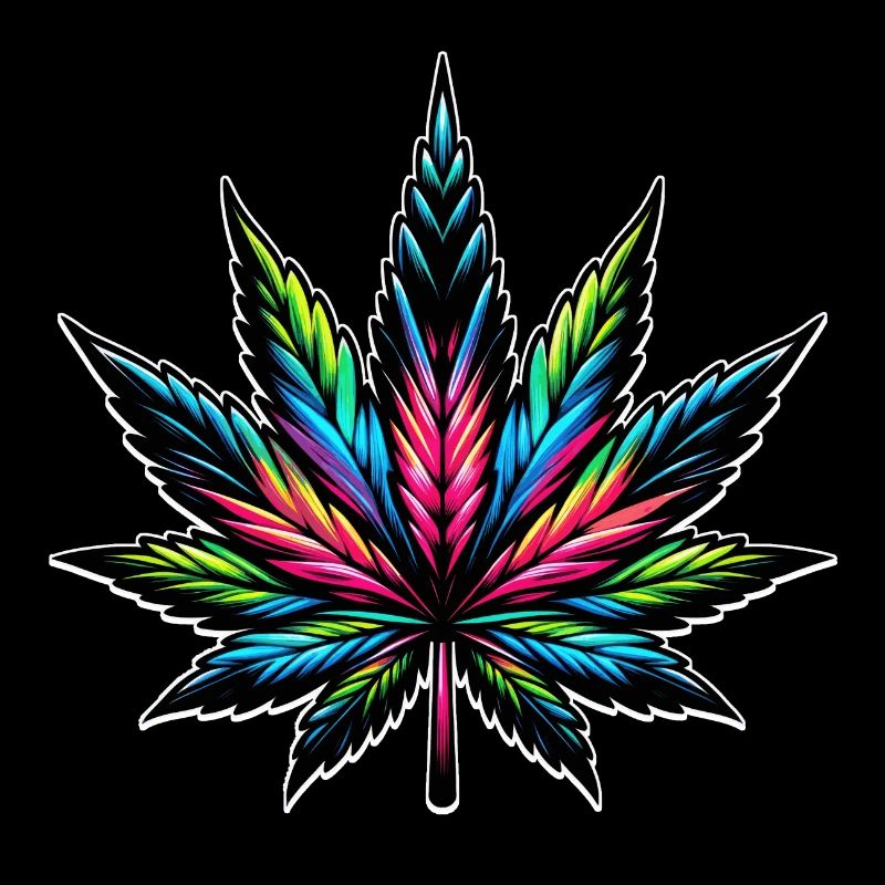 Design psychédélique au néon du cannabis