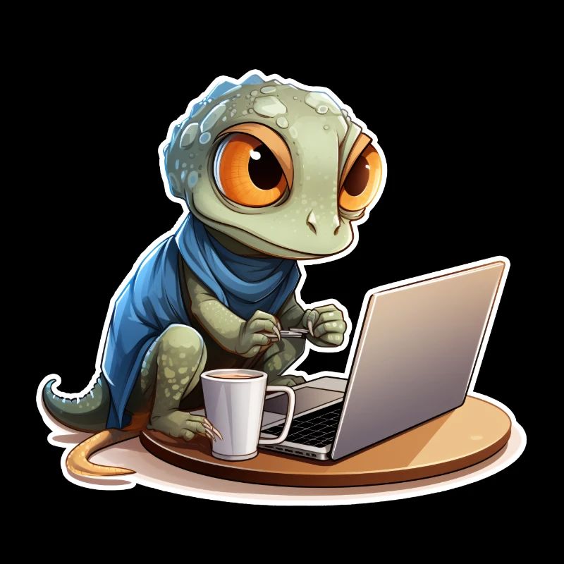 Cute Gecko Internet Coffee Nerd Funny Shirt