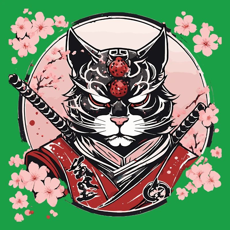 Dämonischer Kawaii Neko Samurai : Katzen-Samurai