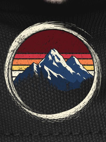 Mountain Sunset Retro Circle