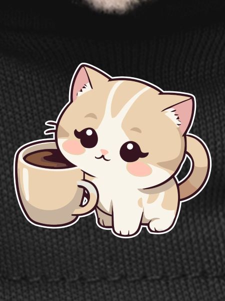 Kitten with coffee cup