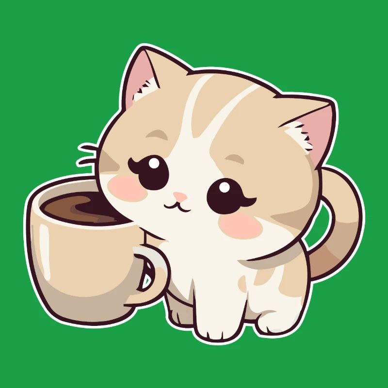 Kitten with coffee cup