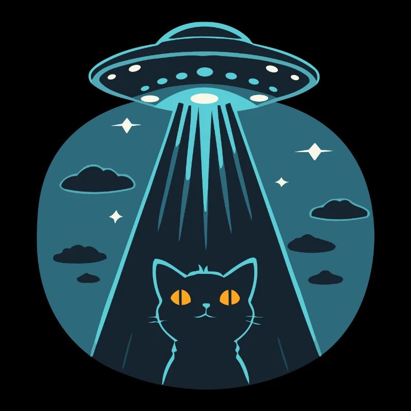 Funny UFO, Alien, Cat