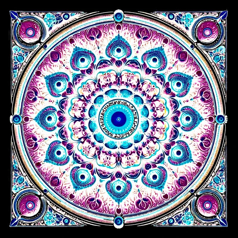Mandala Orbital Bleu-Rose