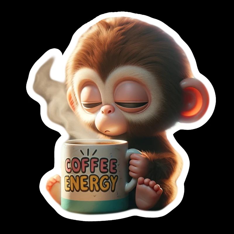 Coffee Energy Monkey Illustration
