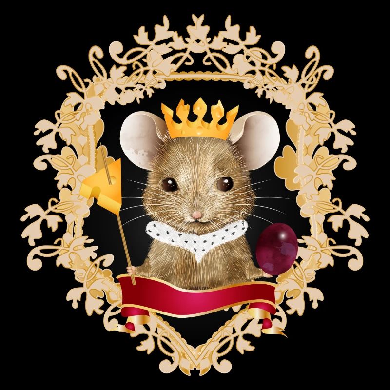 Souris avec couronne de fromage dans un cadre royal