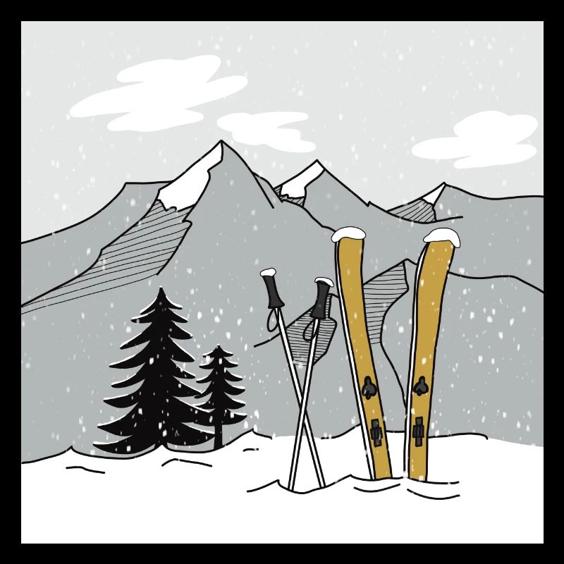 Skiing in winter in the mountains