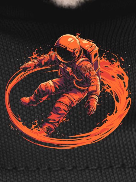 Astronaut surrounded by flames