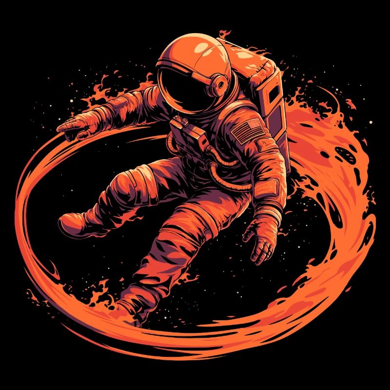 Astronaut surrounded by flames