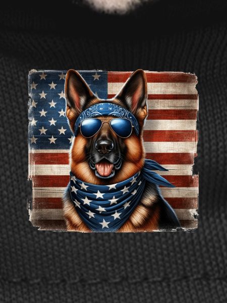 German Shepherd with USA Flag